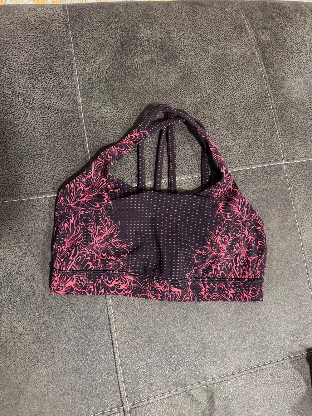 Lululemon Infinity Energy Bra Pink Black Floral Strappy Size 6